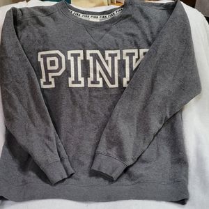 VICTORIA SECRET PINK GREY SWEATSHIRT GREY LARGE GENTLY WORN
